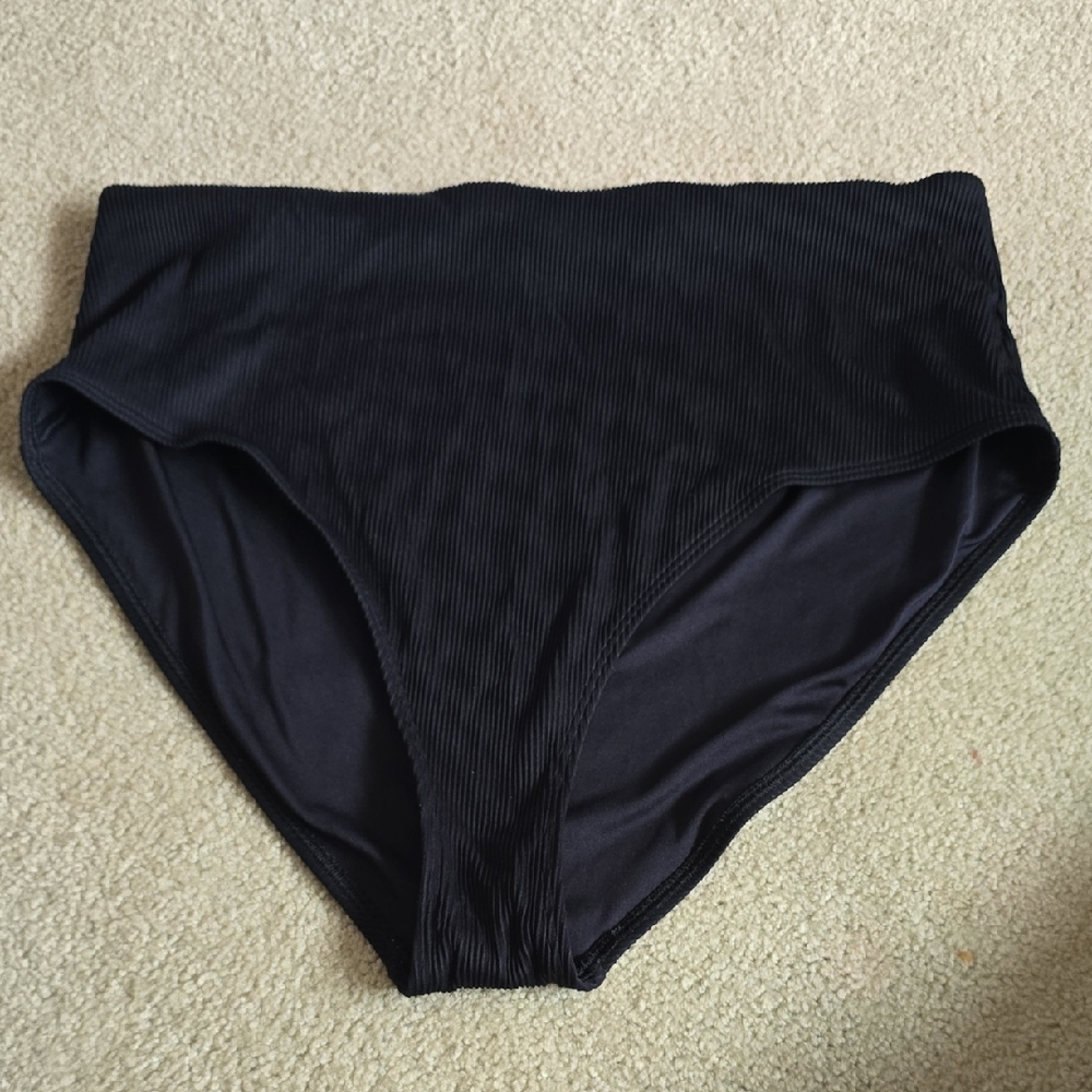 Old Navy Black Ribbed High Rise Swim Bottoms